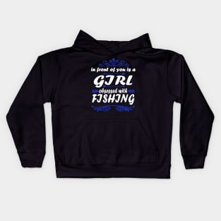 Fishing angling women's day girls nature saying Kids Hoodie